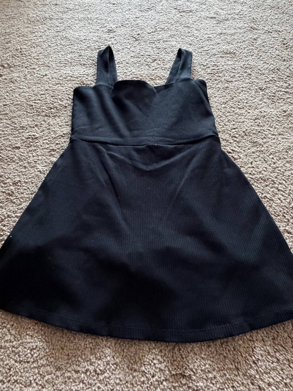 PINK Victoria's Secret Black Square-Neck Active Ribbed Mini Dress